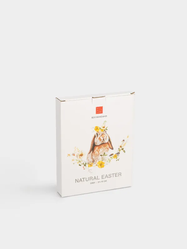 Ыдыс, 21х16 см, керамика, ақ, Жұмыртқа, Гүлдері бар қоян, Natural Easter, image-5