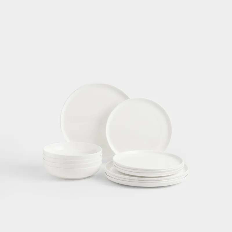 Ас сервизі, 4 адам, 12 зат, фарфор F, ақ, Ideal white