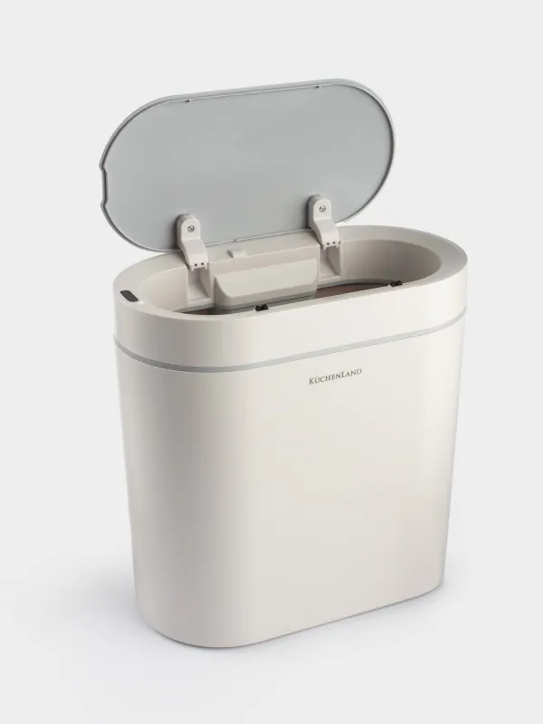 Қоқыс шелегі, 5л, сенсорлық, пластик, сопақша/тар, ақ-сұр, Sensor bin, image-2