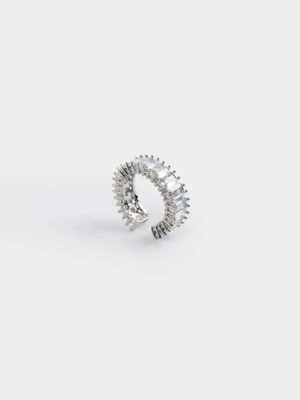 Сақина, size S-M, бірыңғай өлшем, металл/шыны, күміс, Кристалдар, Jewelry crystal, image-2