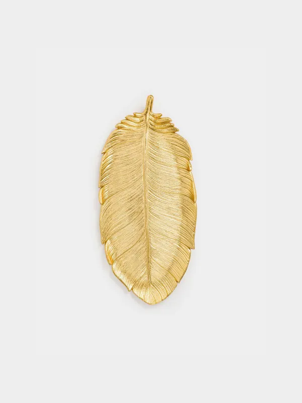 Сәндік ыдыс, 36х17 см, полирезин, алтын, Қауырсын, Feather, image-1