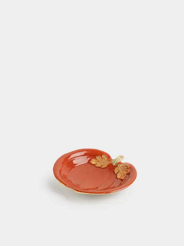 Блюдо декоративное, 20х20 см, металл, оранжево-золотистое, Тыква, Autumn gourds, image-0