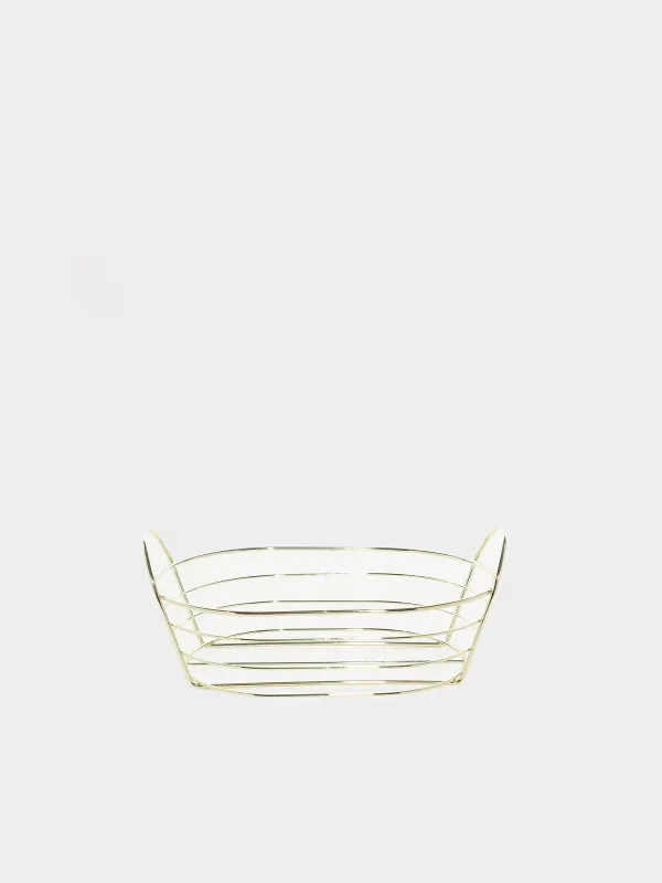 Нан себеті, 27x20 см, мақта/металл, сопақ, сүт / алтын, twist gold, image-2