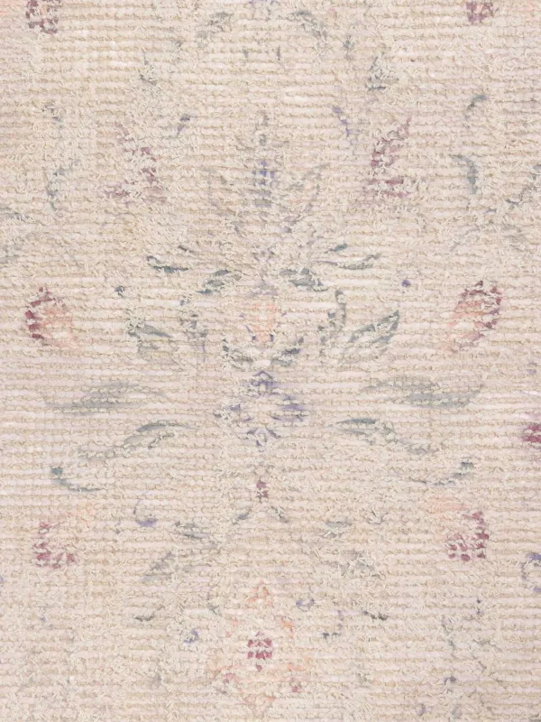 Кілем, 70x115 см, шашақты, мақта/полиэстер, бежевый түсті, гүлдер, Print, image-3