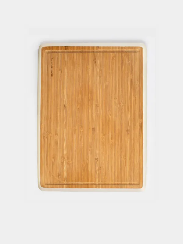 у тақтасы, 38x28 см, бамбук, тікбұрышты, сүт түсті жиек, Bamboo, image-0