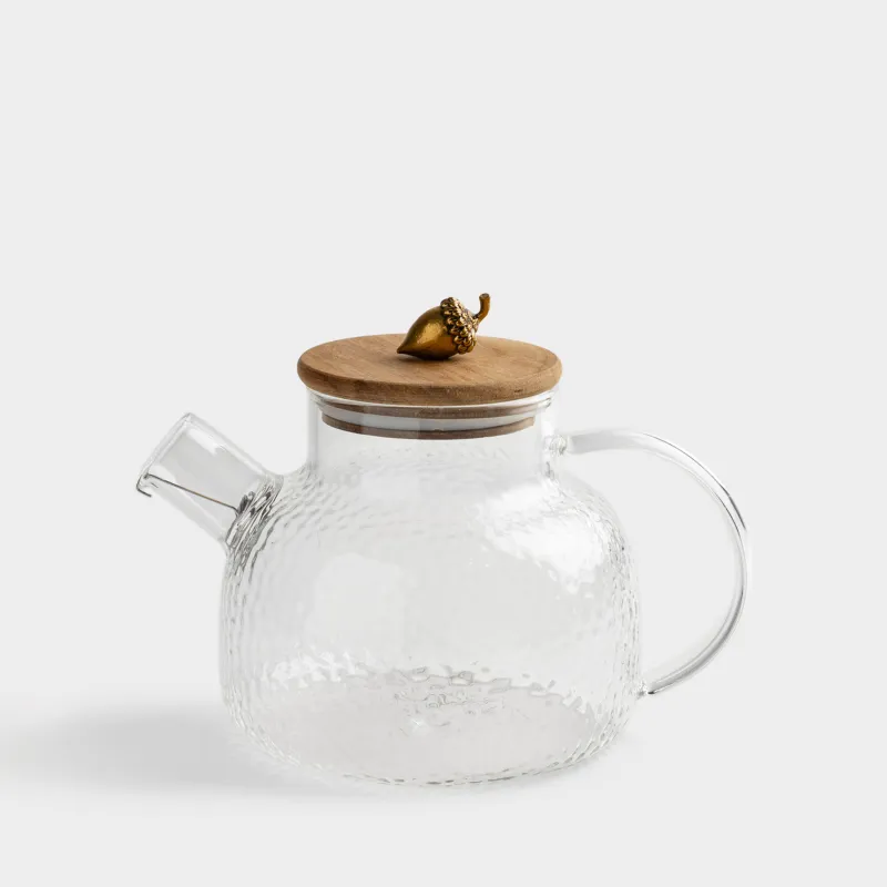 Чайник заварочный, 1,1 л, стекло Б/дерево/металл, Желудь, Ripply wood
