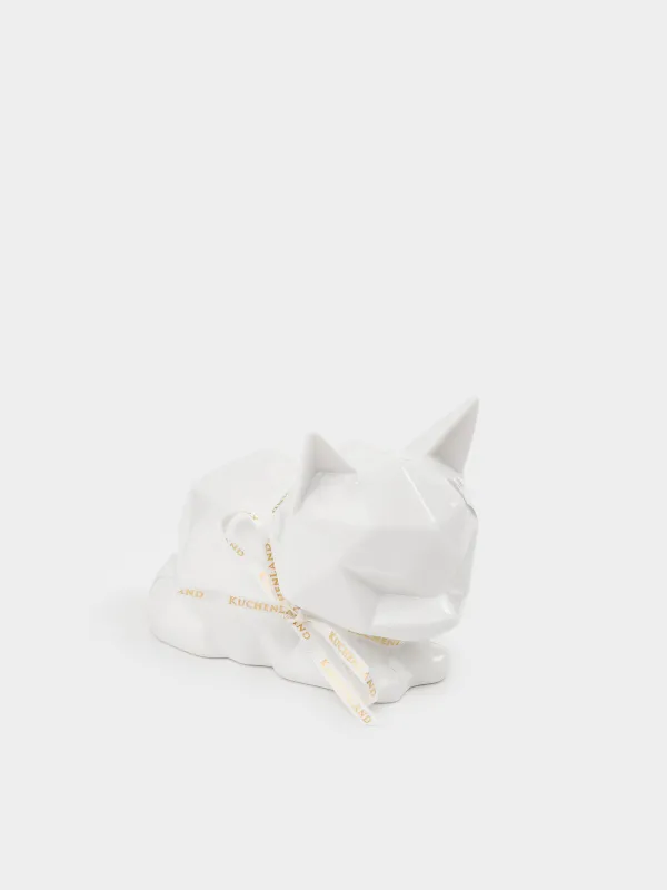 Светильник декоративный, 13х9 см, фарфор P, белый, Кот, Art modern, image-1