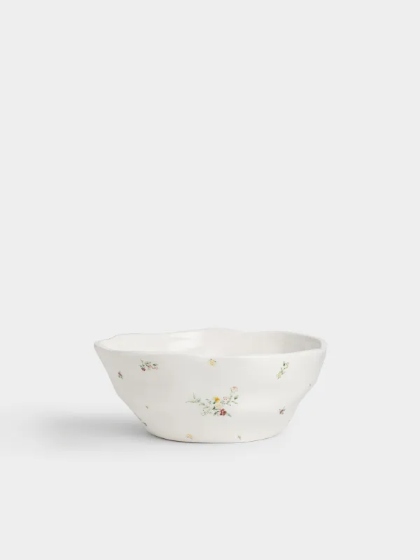 Салатник, 21х8 см, 1,4 л, керамика D, молочный, Цветы, El flower, image-0