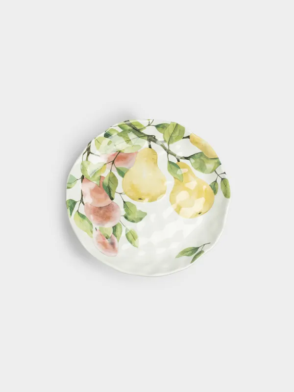 Түскі ас тәрелкесі, 28 см, керамика, ақ, Бұтақтағы алмұрт, Crumple print, image-0