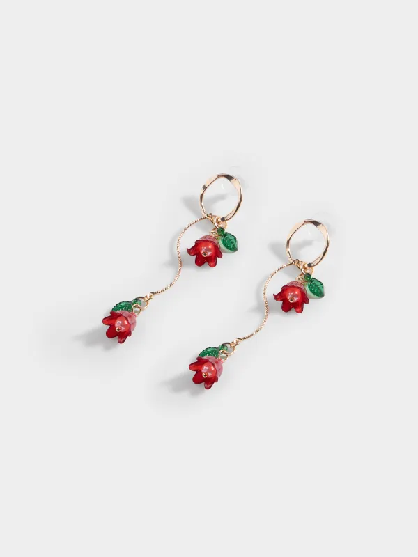 Серьги-пусеты, 7 см, 2 шт, металл/пластик, золотистые, Цветы, Jewelry flower, image-1