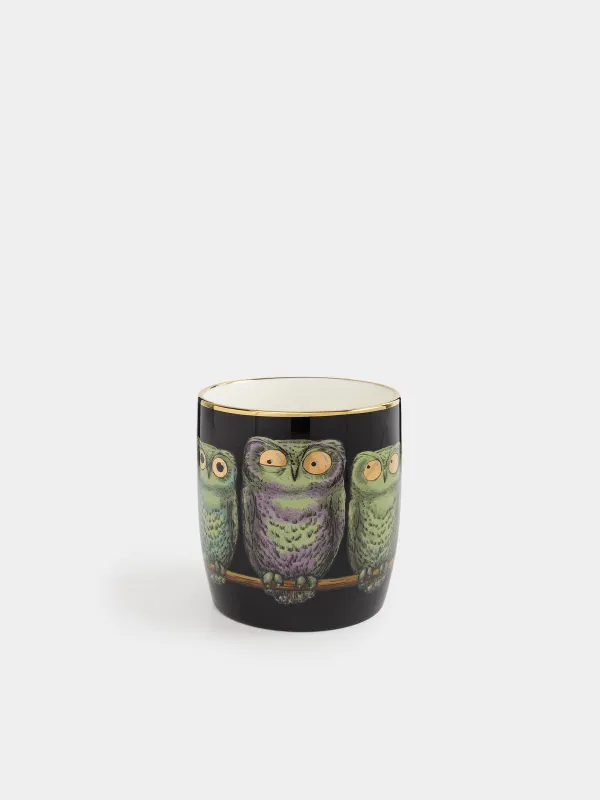 Саптыаяқ, 380 мл, фарфор N, қара-алтын, Үкілер, Owl, image-3
