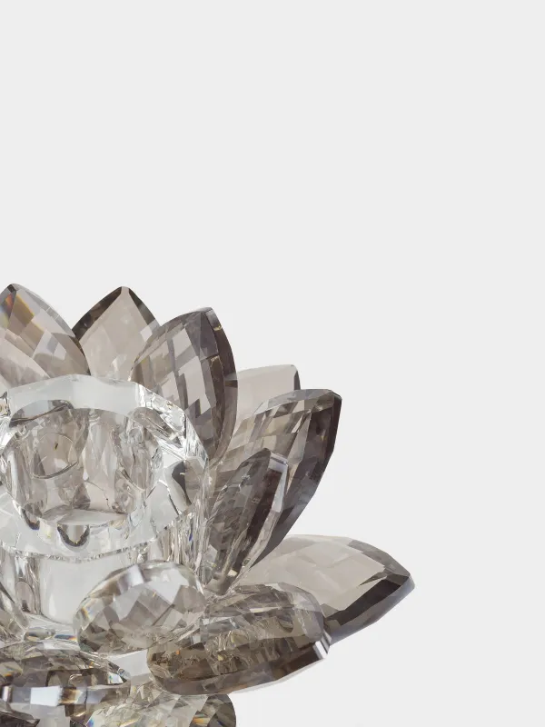 Шам ұстағыш, 11 см, жіңішке шамға арналған, шыны, сұр, Гүл, Crystal flower, image-3
