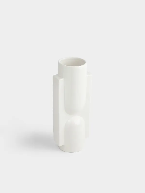 Гүл вазасы, 38 см, сәндік, керамика, сүт түстес, Пішіндер, Minimalism, image-2