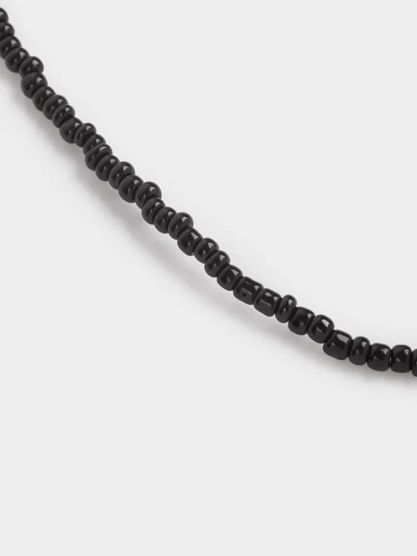 Шынжыр, 44 см, аспасы бар, шыны/металл, қара, Жүрек, Jewelry black, image-2