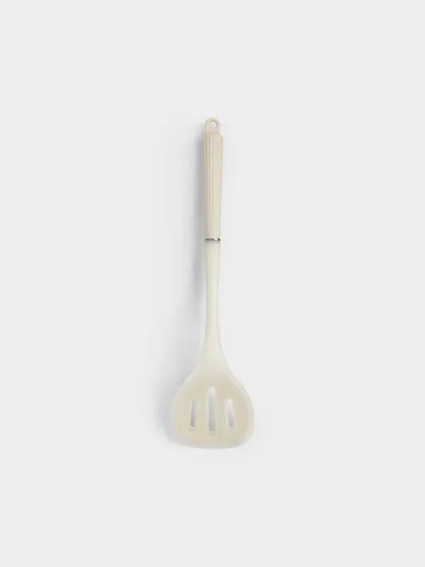 Қалақ, 35 см, саңылаулары бар, силикон/нейлон, сүт түстес, Milk kitchen, image-1
