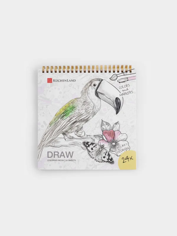 Альбом для раскрашивания, 21х21 см, 24 листа, на кольцах, Животные, Draw creative, image-0