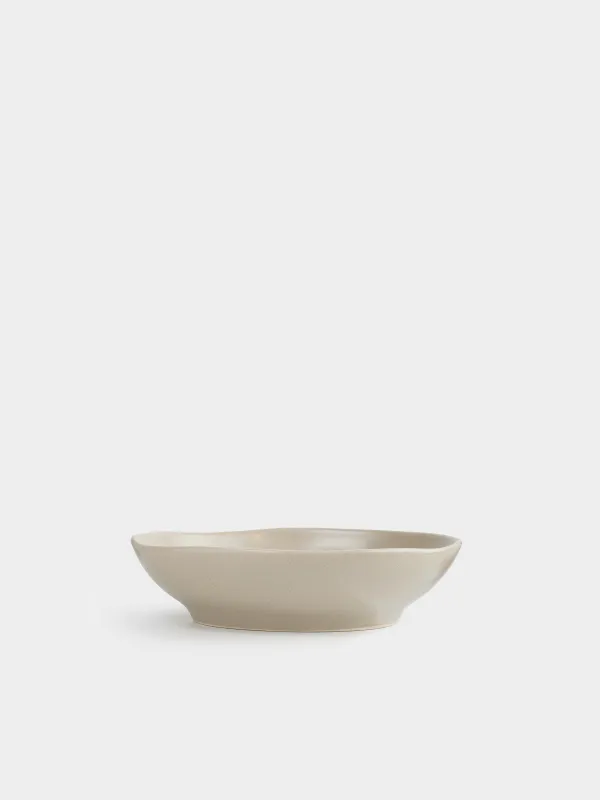 Салат ыдысы, 22х6 см, мл, керамика, сарғылт-қоңыр, Мыжылған әсер, Crumple creme, image-0