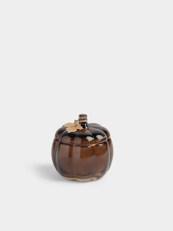 Свеча ароматическая, 9x10 см, в подсвечнике, стекло, коричневая, Gourmand Vanilla, Pumpkin shape, image-0