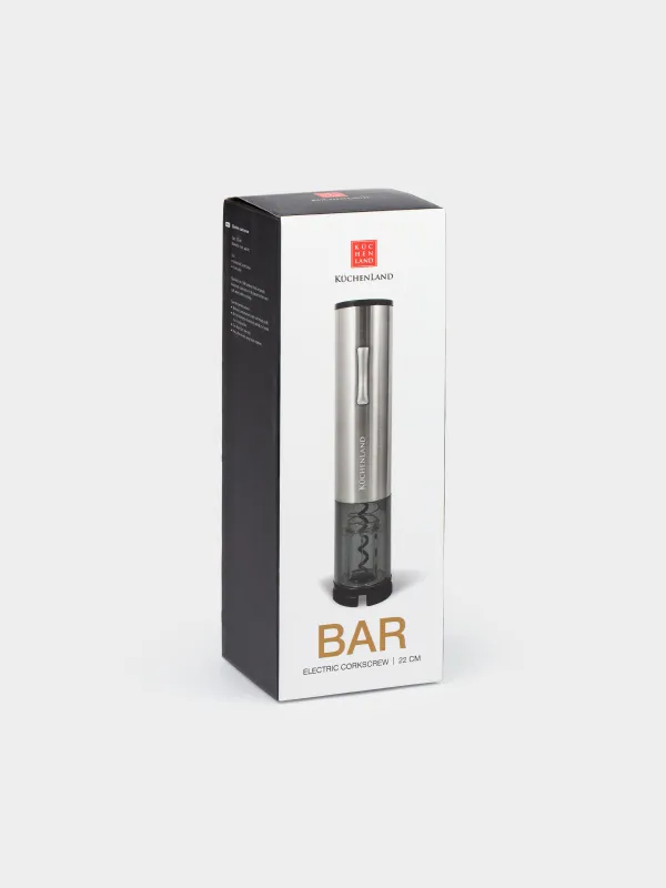 Штопор электрический, 22 см, с резаком для фольги, сталь/пластик, LED B, Bar, image-7