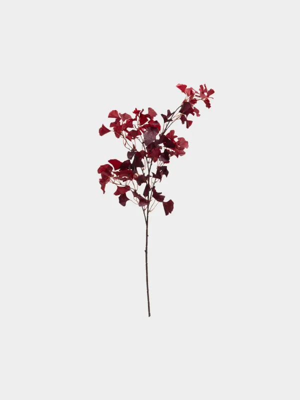 Ветка декоративная, 1 м, пластик/полиэстер, Бордовый гинкго билоба, Leafs decor, image-0