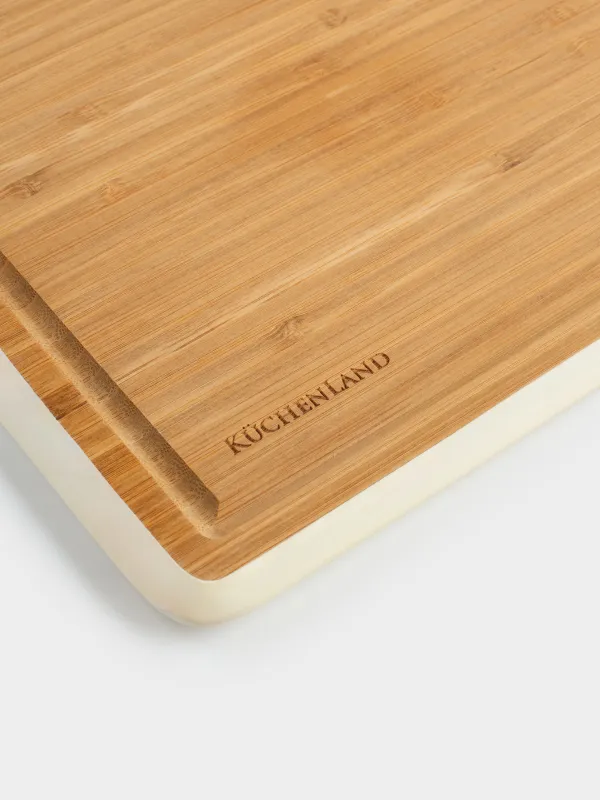 у тақтасы, 38x28 см, бамбук, тікбұрышты, сүт түсті жиек, Bamboo, image-1