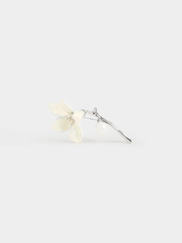 Танамоншақ, 6 см, металл/пластик, күміс, Гүл, Jewelry flower, image-0