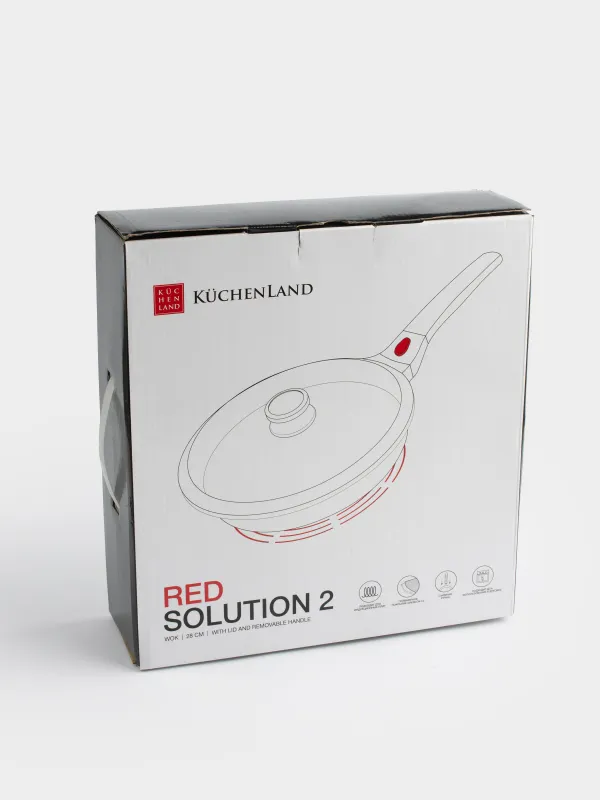 Вок, 28 см, қақпағы бар, алынбалы тұтқасы, қапталған, алюминий, Solution Red 2, image-9
