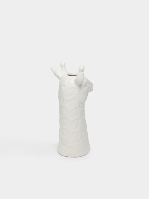 Гүл вазасы, 26 см, сәндік, керамика, сүт түстес, дақты, Керік, Giraffe, image-3