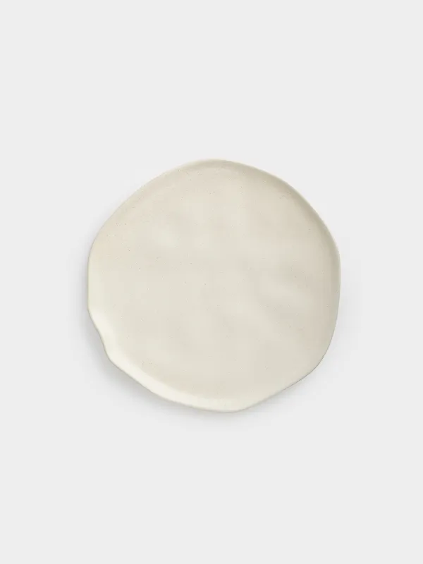 Түскі ас тәрелкесі, 27 см, керамика, сүт түстес, Мыжылған әсер, Crumple creme, image-0