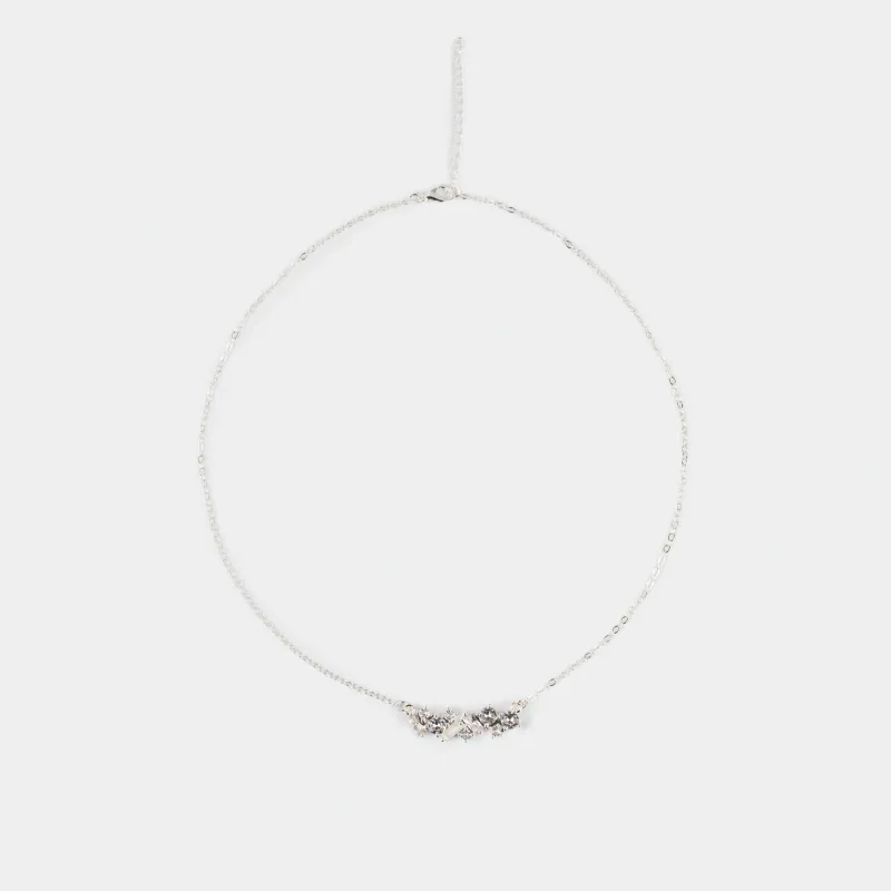 Шынжыр, 45 см, аспасы бар, металл/циркон, күміс түстес, Кристалдар, Jewelry crystal