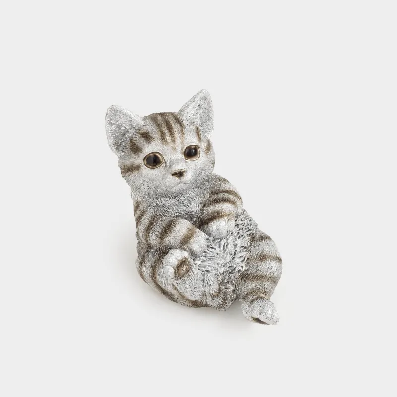 Мүсінше, 12 см, полирезин, күміс, Мысық жатыр, Cat