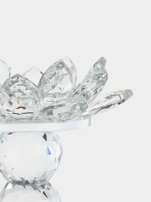 Шам ұстағыш, 13 см, цилиндрлік шамға арналған аяқты, шыны, Гүл, Crystal flower, image-2