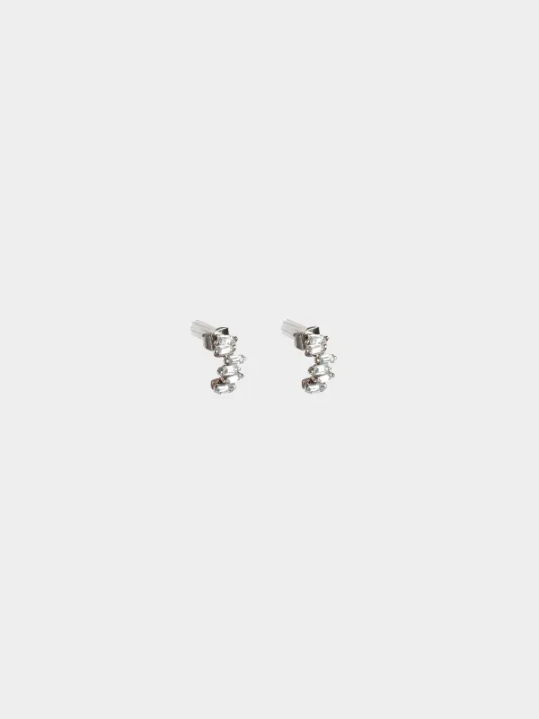 Пуссет сырғалары, 1 см, 2 дана, металл/акрил, күміс, Кристалдар, Jewelry crystal, image-1