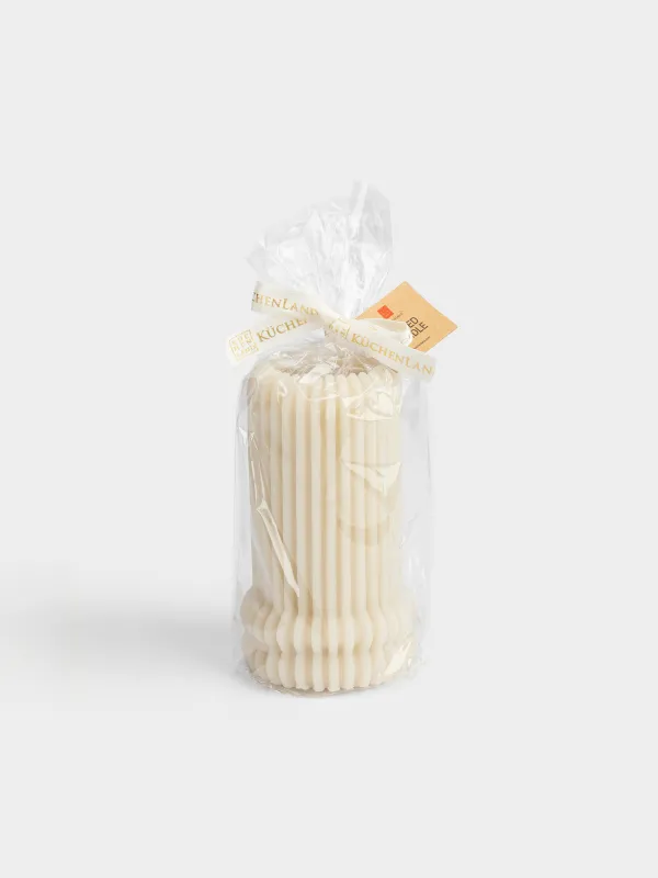 Шам, 7x13 см, цилиндрлік, сарғылт-қоңыр, Ribbed candle, image-3