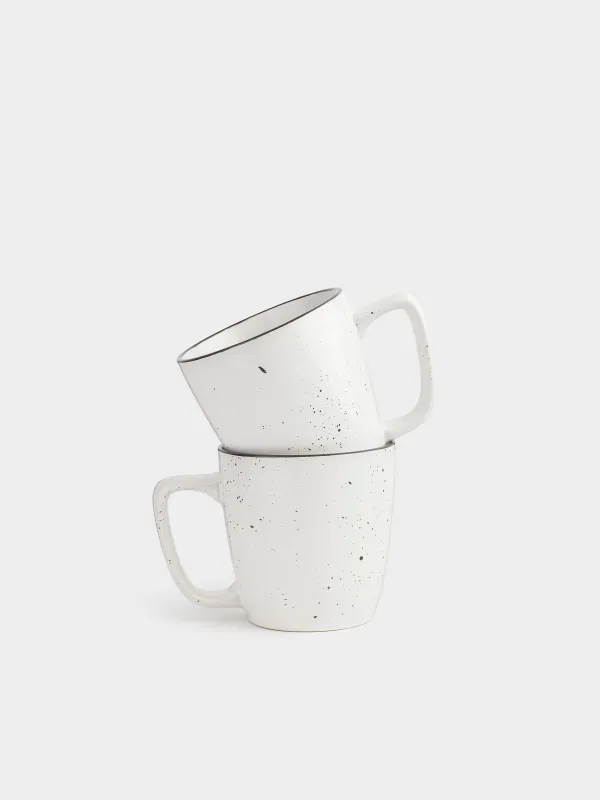 Саптыаяқ, 450 мл, 2 дана, керамика, ақ, қара жиегі бар, дақты, Speckled black, image-0