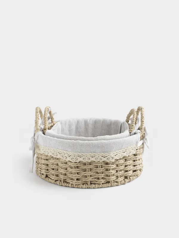 Сақтау себеті жиынтығы, 2 дана, целлюлоза / мақта, дөңгелек, Braided, image-2