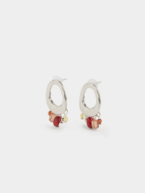 Пусет сырғалары, 4 см, 2 дана, металл/пластик, алтын түстес, Моншақтар, Jewelry, image-1