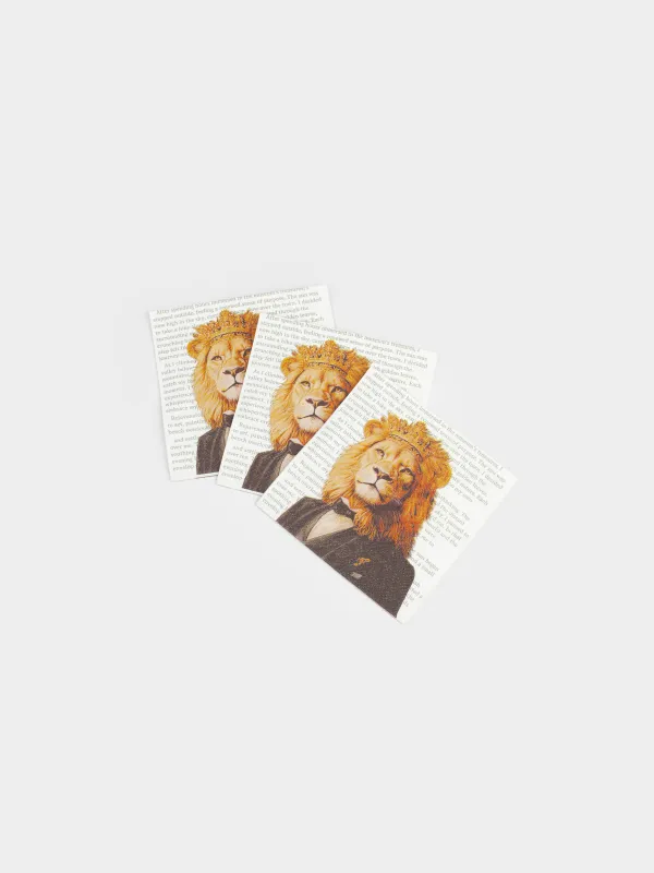 Қағаз майлықтар, 21х21 см, 20 дана, төртбұрышты, ақ, Костюм киген арыстан, Brutal style, image-2