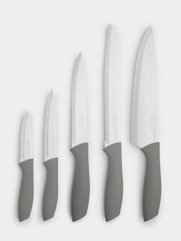 Набор ножей, 5 предметов, в подставке, Grey steel, image-2