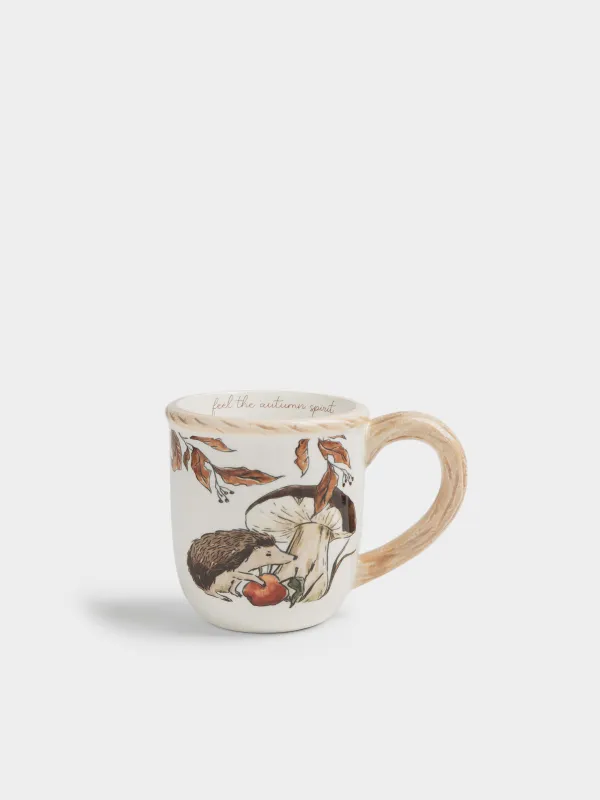 Кружка, 350 мл, керамика, молочная, Еж с яблоком и гриб, Forest hedgehog, image-0