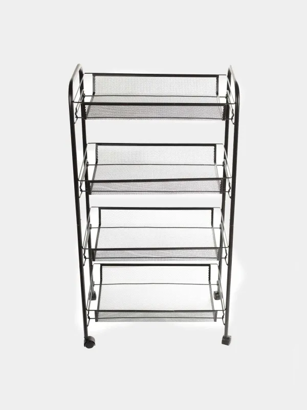 Стажерка, 4 деңгейлі, 44х26х83 см, дөңгелектерде, металл, қара, Compact Black, image-1