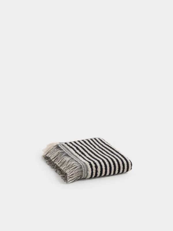 Полотенце, 40х60 см, хлопок, черно-бежевое, Полосы, Striped cotton, image-0