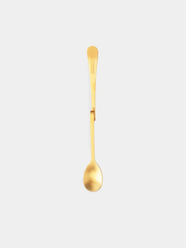 Шай қасық, 20 см, иілген тұтқасы бар, болат, алтын, Classic gold, image-0