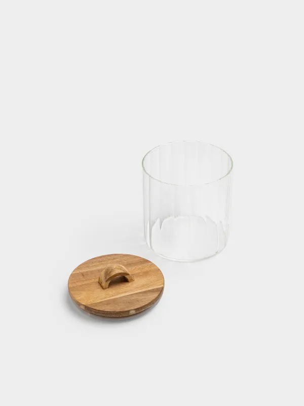 Сусымалы өнімдерге арналған құты, 1 л, шыны Б/ағаш, Camellia wood, image-1