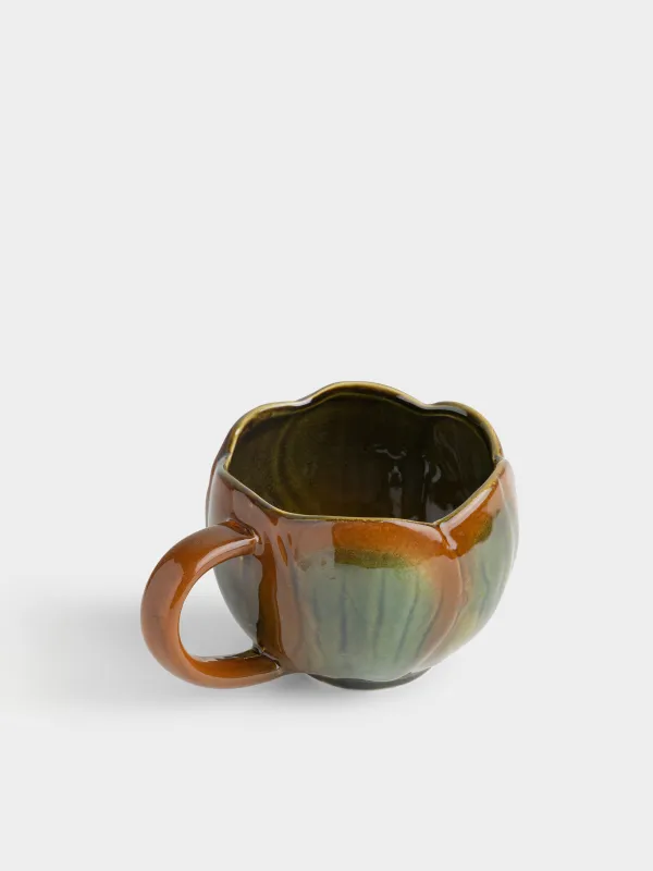 Саптыаяқ, 470 мл, керамика K, жасыл және қоңыр, Гүл, Autumn gifts, image-1