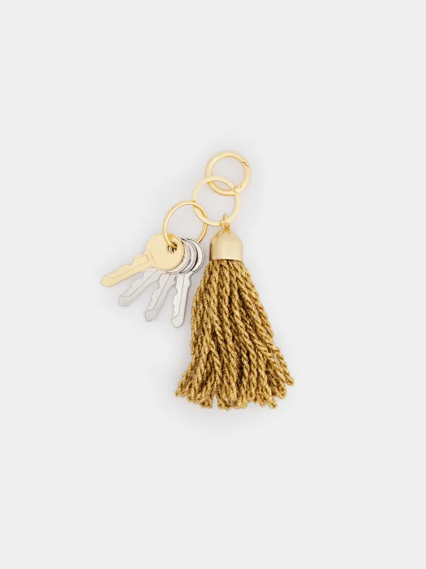 Брелок, 13 см, металл/полиэстер, золотистый, Кисточка, Keychain, image-0