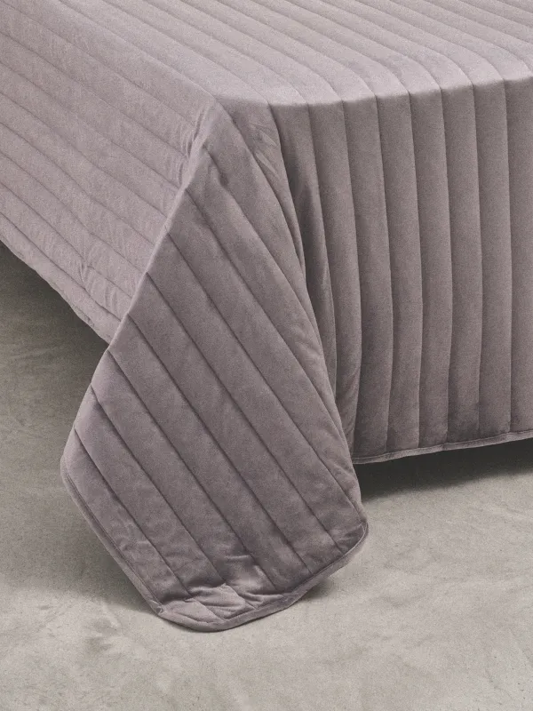 Төсек жапқыш, 220х240 см, сырылған, барқыт/микрофибра, сұр, Stitch velvet, image-1