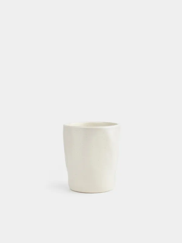 Стақан, 10 см, 300 мл, керамика, сүт түстес, Мыжылған әсер, Crumple creme, image-0