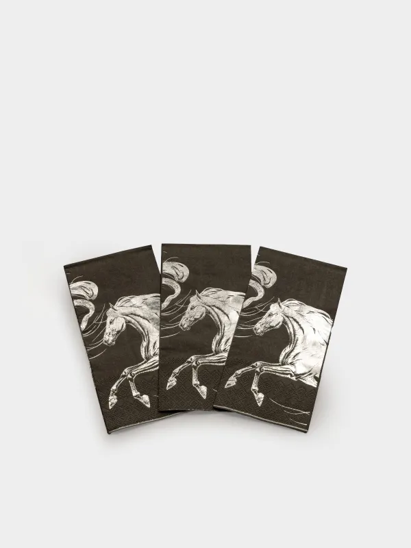 Қағаз майлықтар, 33х33 см, 20 дана, төртбұрышты, қара, Сұр жылқы, Horse silver, image-2