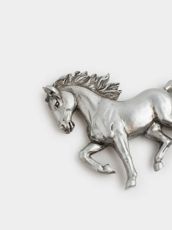 Магнит, 8 см, полирезин, күміс, Жылқы, Horse silver, image-1